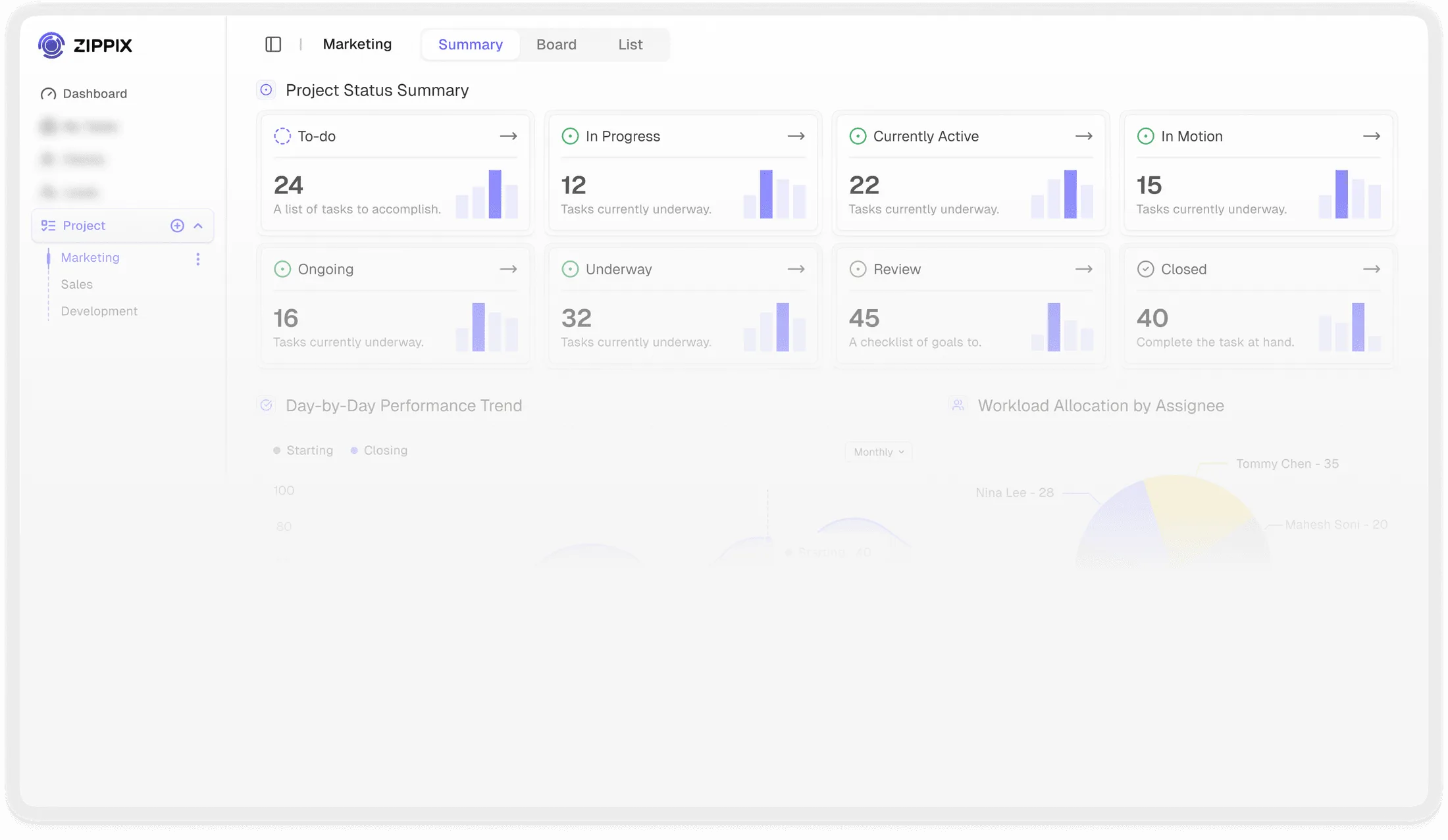 Zippix financial operations dashboard — Unified client dashboard