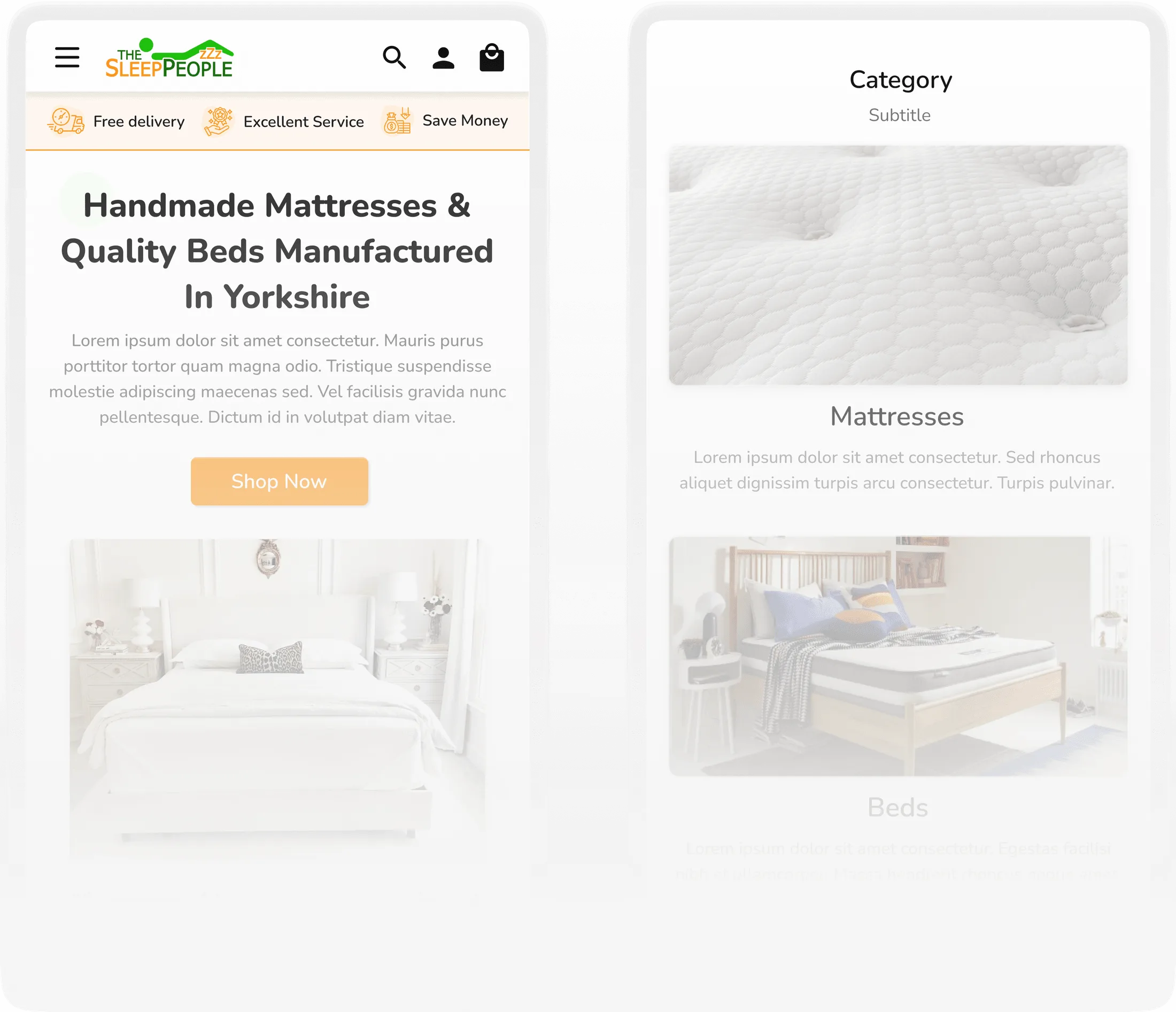 The Sleep People marketplace — Mobile-first browsing