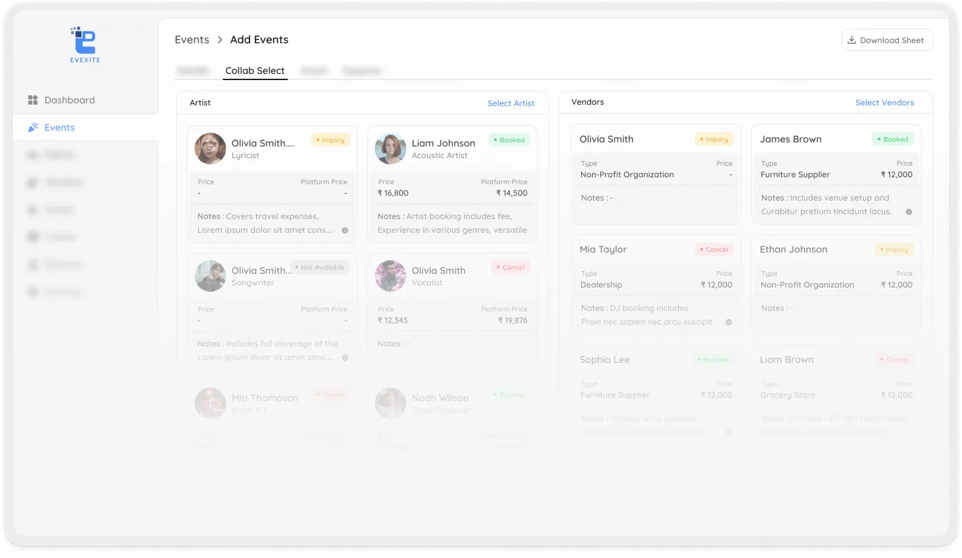 EveXite event operations command center — Intelligent vendor network